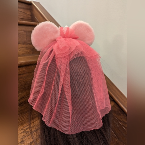 Disney Pink Plush Minnie Mouse Headband with Tulle and Crown OS - Picture 5 of 7